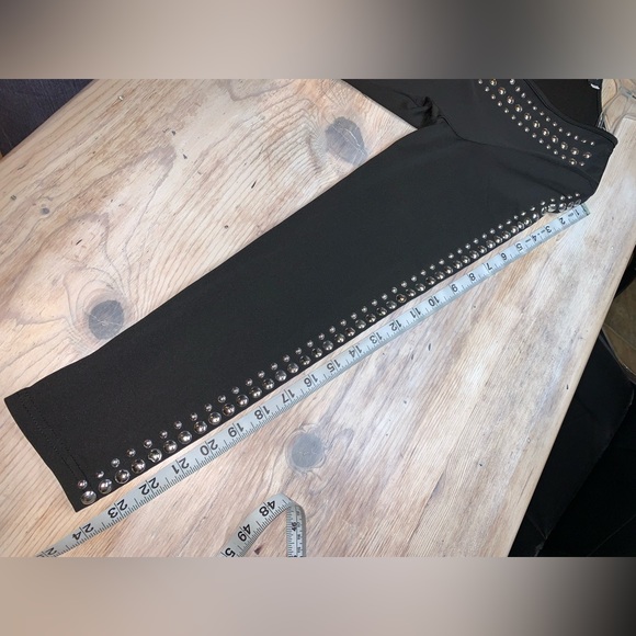 NWT Fancyqube Silver Studded Black Long Sleeve V Neck Dress - Picture 10 of 11